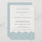 Blauw + Witte Gestileerde Golven Elegante Strand B Kaart (Voorkant / Achterkant)