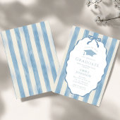 Blauw Witte Gestreept Afstudeerfeest 2026 Kaart