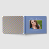 Blauw Witte Gestreepte Afstudeerfoto Gastenboek (Volledig)