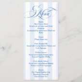 Blauw Witte Gestreepte Elegante Trouw Menu (Voorkant)
