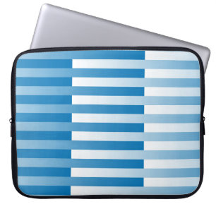 Blauw Witte Gestreepte Patroon Laptop Sleeve