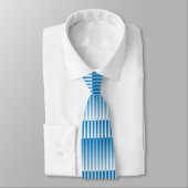 Blauw Witte Gestreepte Patroon Stropdas (Gebonden)