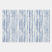 Blauw Witte Gestreepte Plaid Bruiloftsfeest Inpakpapier Vel (Voorkant 3)