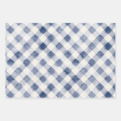 Blauw Witte Gestreepte Plaid Bruiloftsfeest Inpakpapier Vel (Voorkant 2)