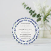 Blauw + witte geüluiseerde golven legant strand br kaart (Staand voorkant)