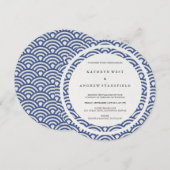 Blauw + witte geüluiseerde golven legant strand br kaart (Voorkant / Achterkant)