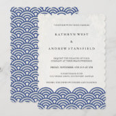 Blauw + witte geüluiseerde golven legant strand br kaart (Voorkant / Achterkant)