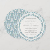 Blauw + witte geüluiseerde golven legant strand br kaart (Voorkant / Achterkant)