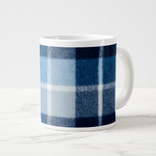 Blauw Witte Gezellige Geruite Flanel Grote Koffiekop