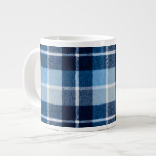 Blauw Witte Gezellige Geruite Flanel Grote Koffiekop