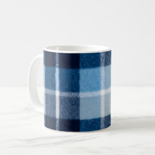 Blauw Witte Gezellige Geruite Flanel Koffiemok