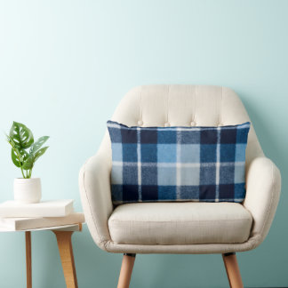 Blauw Witte Gezellige Geruite Flanel Kussen