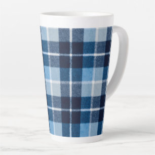 Blauw Witte Gezellige Geruite Flanel Latte Mok