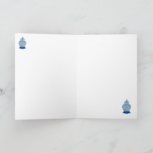 Blauw Witte Gingerpot Welkom Kaart (Binnen)