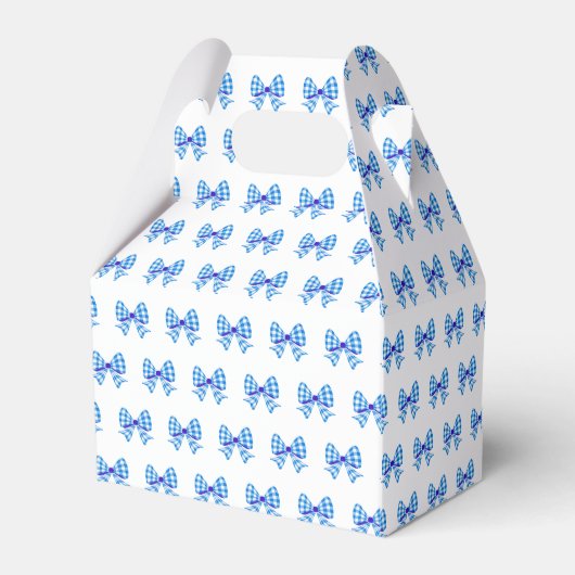 Blauw-witte gingham boog patroon bedankdoosjes (Achterkant)