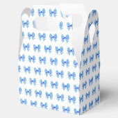 Blauw-witte gingham boog patroon bedankdoosjes (Geopend)