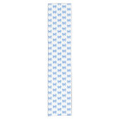Blauw-witte gingham boog patroon korte tafelloper (Voorkant)