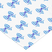 Blauw-witte gingham boog patroon korte tafelloper (Hoek)
