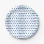 Blauw-witte gingham boog patroon papieren bordje (Voorkant)