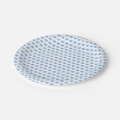 Blauw-witte gingham boog patroon papieren bordje (Gekanteld)
