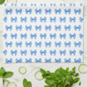 Blauw-witte gingham boog patroon theedoek (Gevouwen)