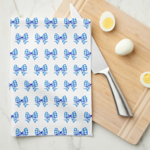 Blauw-witte gingham boog patroon theedoek