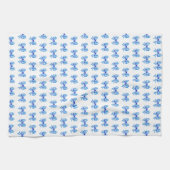 Blauw-witte gingham boog patroon theedoek (Horizontaal)