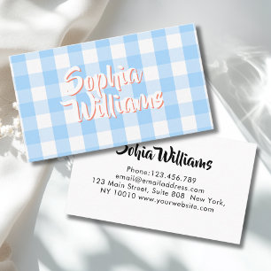 Blauw Witte Gingham Geruit Visitekaartje