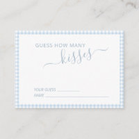 Blauw Witte Gingham Hoeveel Kusjes Baby Shower