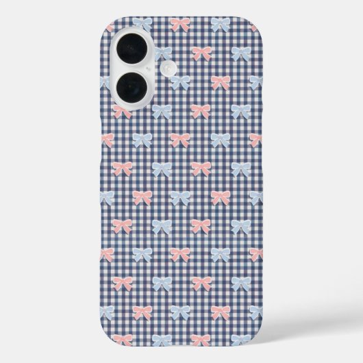 Blauw Witte Gingham Roze Blauwe Coquette Strikken Case-Mate iPhone Case (Achterkant)