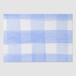 Blauw Witte Gingham Ruit Tissuepapier