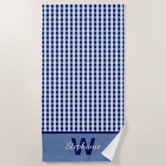 Blauw-witte gingham strandlaken (Voorkant)