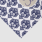 Blauw & Witte Glam Damast Monogram Letter Initiaal Tissuepapier (Detail)