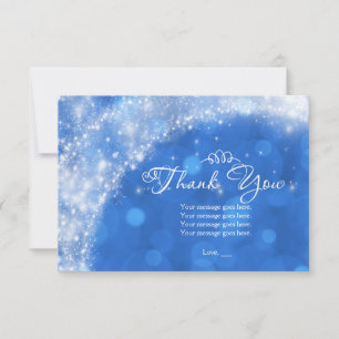 Blauw & Witte Glitter Assepoester Bedankt