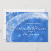 Blauw & Witte Glitter Assepoester Bruidsdouche Kaart (Voorkant)