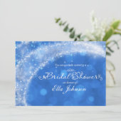 Blauw & Witte Glitter Assepoester Bruidsdouche Kaart (Staand voorkant)
