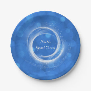 Blauw & Witte Glitter Assepoester Feest bij Elke G Papieren Bordje