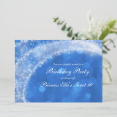 Blauw & Witte Glitter Assepoester Feest Kaart (Staand voorkant)