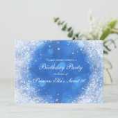 Blauw & Witte Glitter Assepoester Feest voor elke  Kaart (Staand voorkant)