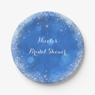 Blauw & Witte Glitter Assepoester Feest voor elke  Papieren Bordje