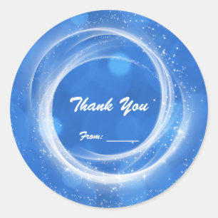 Blauw & Witte Glitter Assepoester Feest voor elke  Ronde Sticker