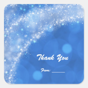 Blauw & Witte Glitter Assepoester Feest voor Ieder Vierkante Sticker