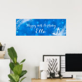 Blauw & Witte Glitter Assepoester Hak Custom Feest Poster (Thuiskantoor)