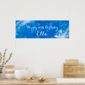 Blauw & Witte Glitter Assepoester Hak Custom Feest Poster (Keuken)