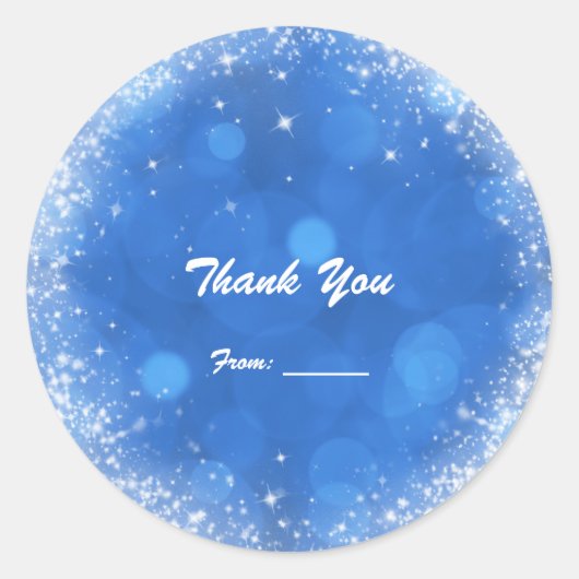 Blauw & Witte Glitter Cinderella Feest Ronde Sticker (Voorkant)
