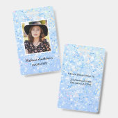 Blauw Witte Glitter Personeel Foto ID Badge (Voor- en achterkant)