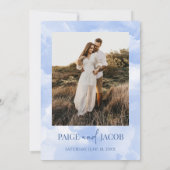 Blauw Witte Glitter Wolken Droomachtige Elegante T Save The Date (Achterkant)