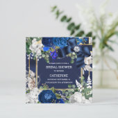 Blauw-witte glitterboogdiamant elegante chic kaart (Staand voorkant)