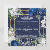 Blauw-witte glitterboogdiamant elegante chic kaart (Achterkant)