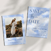 Blauw Witte Glitterwolken Droomachtige Elegante Tr Save The Date